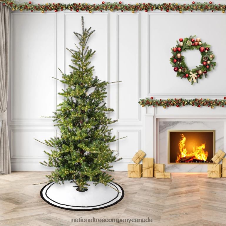 National Tree Company 10ft Pre-lit Artificial Feel Real Lark Pine Medium Hinged Tree 5320 Warm White LED Rice Lights- UL 68R08199