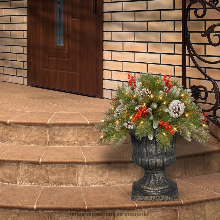 National Tree Company 18in Frosted Berry Urn Filler with Battery Operated Warm White LED Lights 68R08434