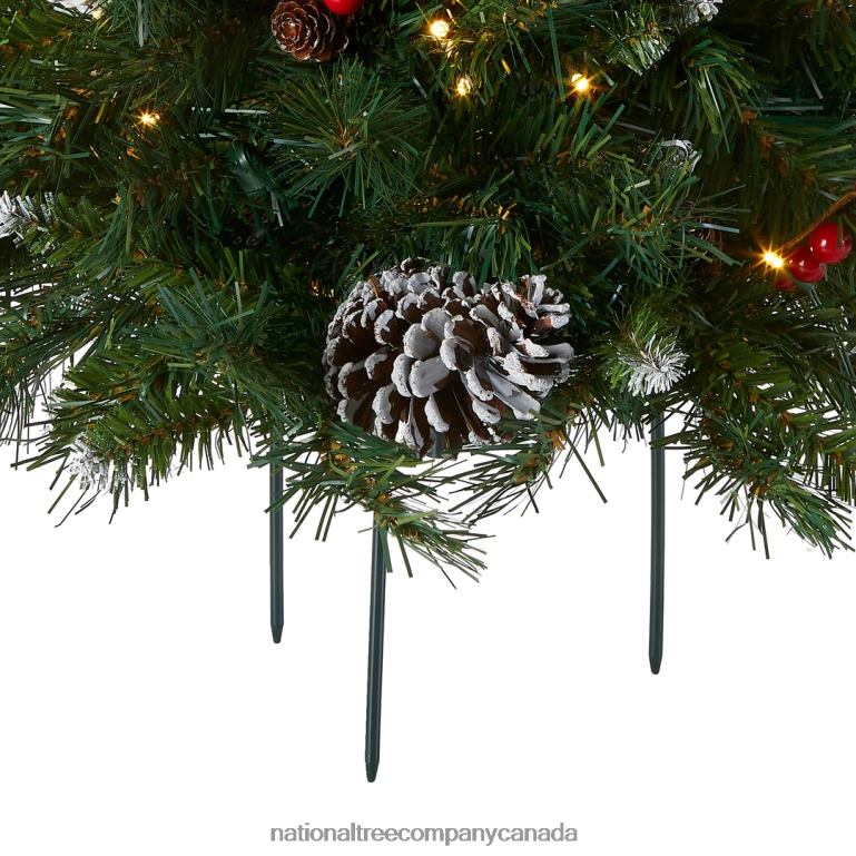 National Tree Company 18in Frosted Berry Urn Filler with Battery Operated Warm White LED Lights 68R08434