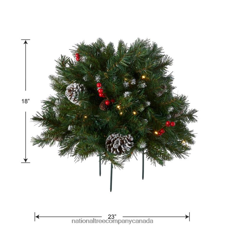 National Tree Company 18in Frosted Berry Urn Filler with Battery Operated Warm White LED Lights 68R08434