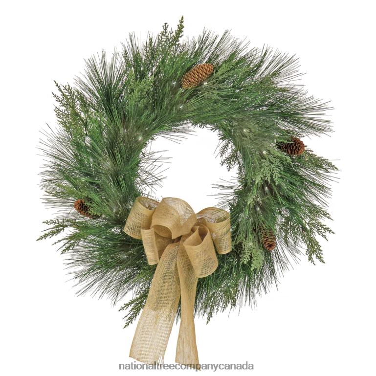 National Tree Company 22 HGTV Home Collection Pre-Lit Black Tie Cedar Wreath 68R08261