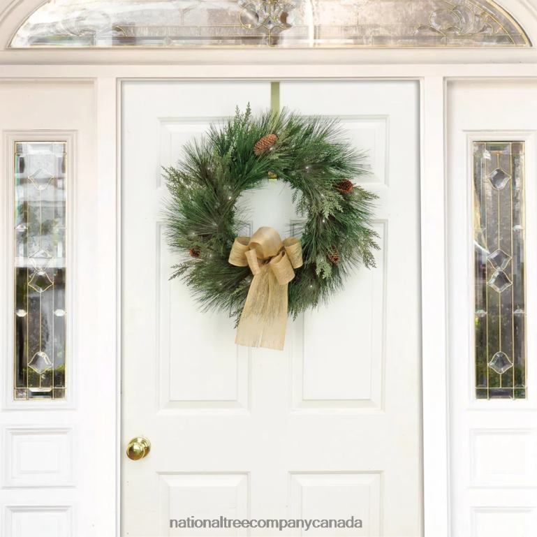 National Tree Company 22\ HGTV Home Collection Pre-Lit Black Tie Cedar Wreath 68R08261