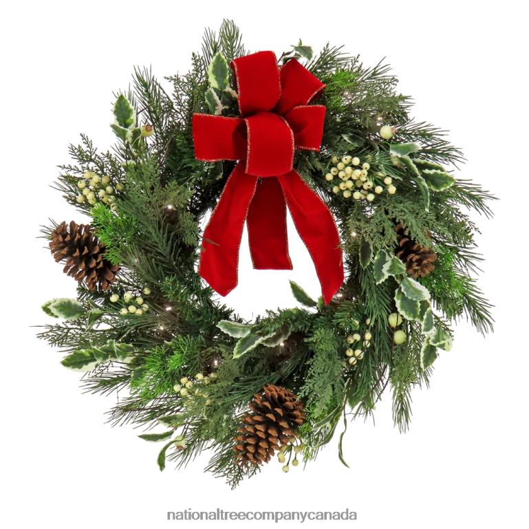National Tree Company 22 HGTV Home Collection Pre-Lit Holly and Berry Wreath 68R08248