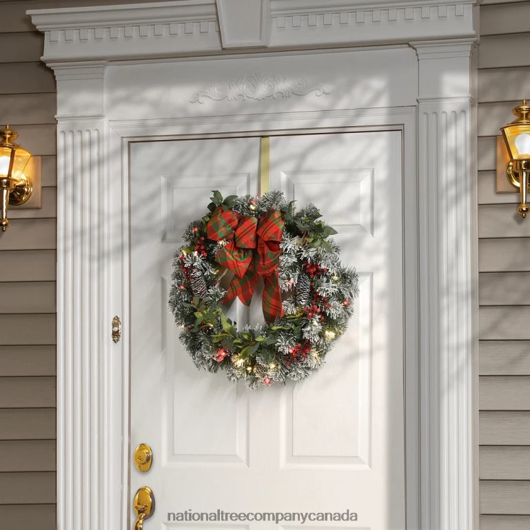National Tree Company 24\ General Store Snowy Wreath with LED Lights and Bow 68R08258