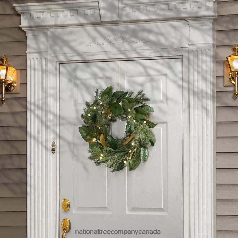 National Tree Company 24\ Magnolia Mix Pine Wreath with LED Lights 68R08294