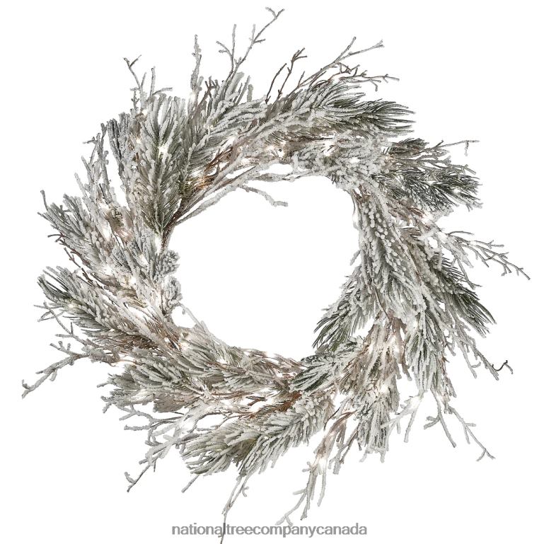 National Tree Company 24 Pre-Lit Snowy Twig Wreath 68R08269
