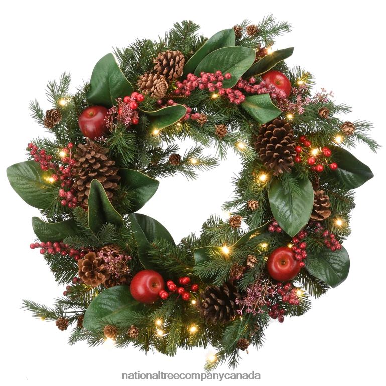 National Tree Company 24 Rural Homestead Wreath with LED Lights 68R08241