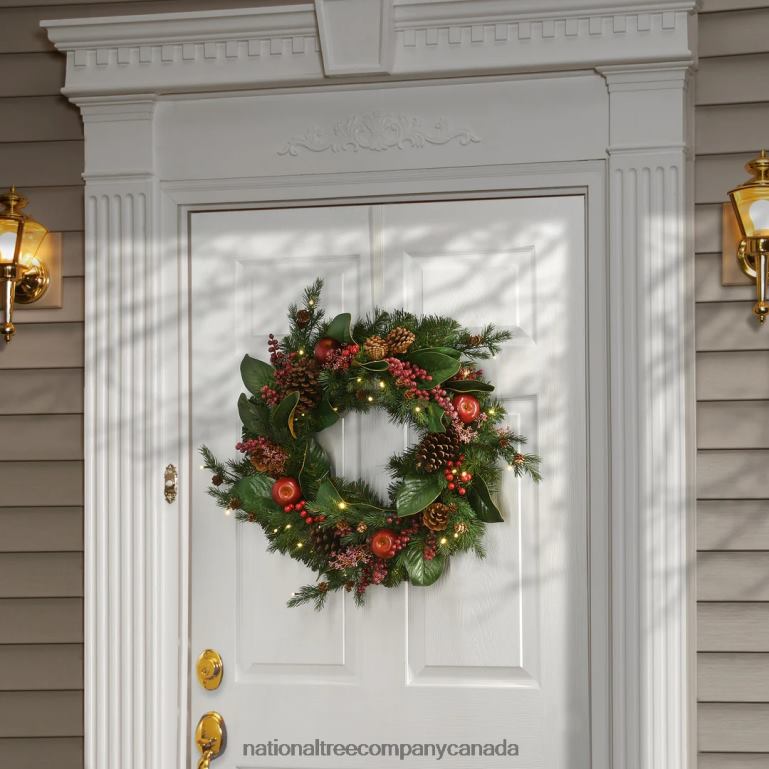 National Tree Company 24\ Rural Homestead Wreath with LED Lights 68R08241