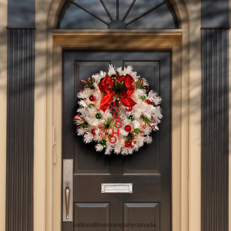 National Tree Company 24in Ho Ho Ho Wreath with Battery Operated Warm White LED Lights 68R08295