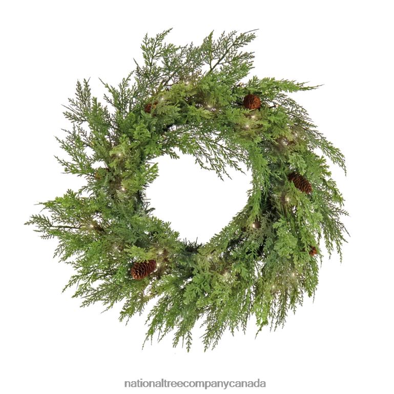 National Tree Company 26 HGTV Home Collection Pre-Lit Cozy Winter Cedar Wreath 68R08232