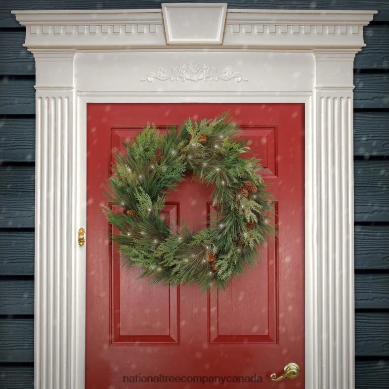 National Tree Company 28\ HGTV Home Collection Pre-Lit Black Tie Cedar Wreath 68R08249