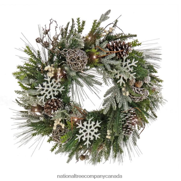 National Tree Company 28 HGTV Home Collection Pre-Lit Cozy Winter Wreath 68R08257