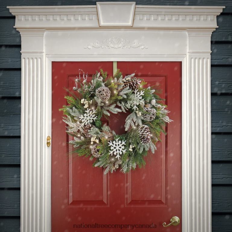 National Tree Company 28\ HGTV Home Collection Pre-Lit Cozy Winter Wreath 68R08257