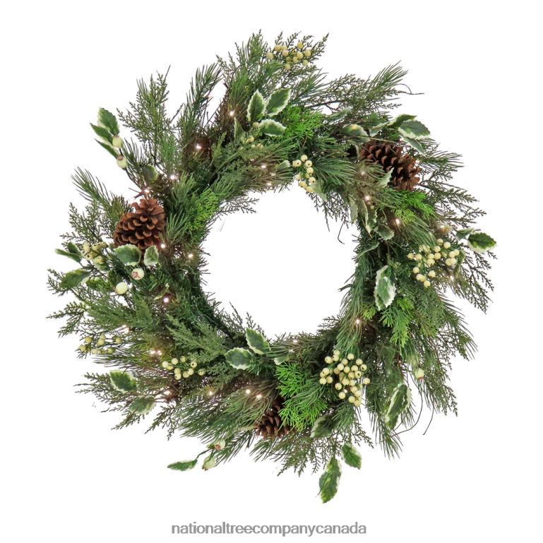National Tree Company 28 HGTV Home Collection Pre-Lit Holly and Berry Wreath 68R08277
