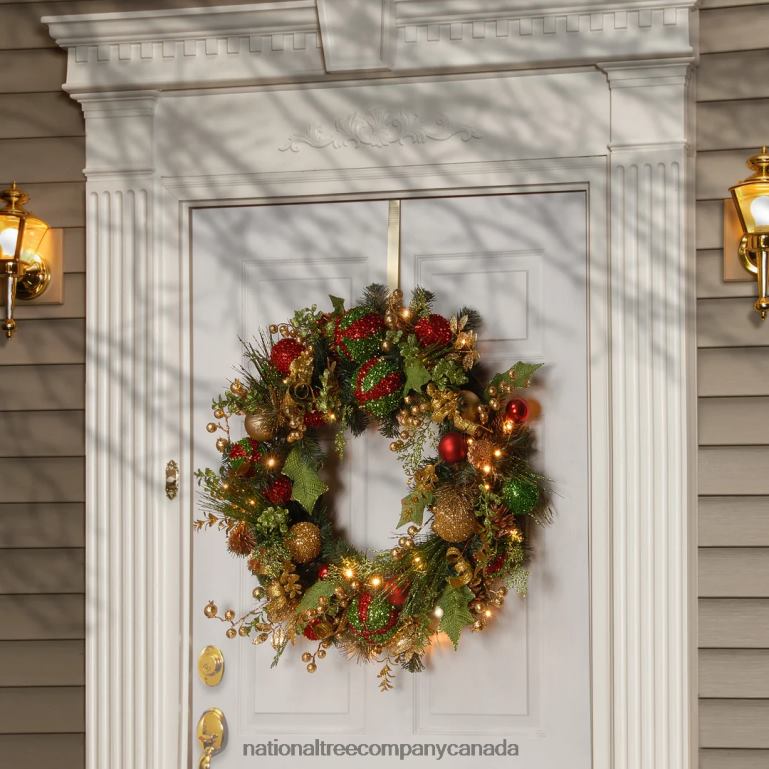 National Tree Company 30\ Decorated Christmas Wreath with Battery Operated LED Lights 68R08236
