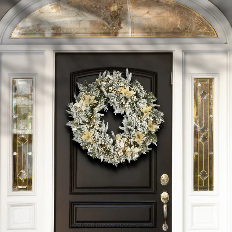 National Tree Company 30\ Frosted Colonial Fir Wreath with Dual Color LED Cosmic Lights 68R08317