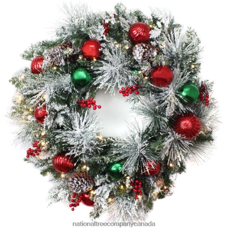 National Tree Company 30 General Store Frosted Wreath with LED Lights 68R08307