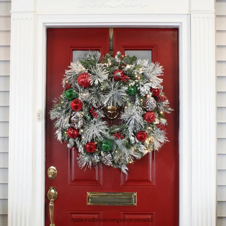 National Tree Company 30\ General Store Frosted Wreath with LED Lights 68R08307