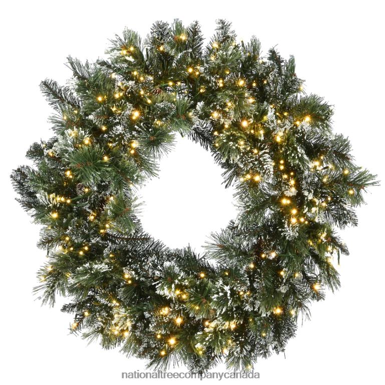 National Tree Company 30 Glittery Bristle Pine Wreath with Dual Color LED Cosmic Lights 68R08262