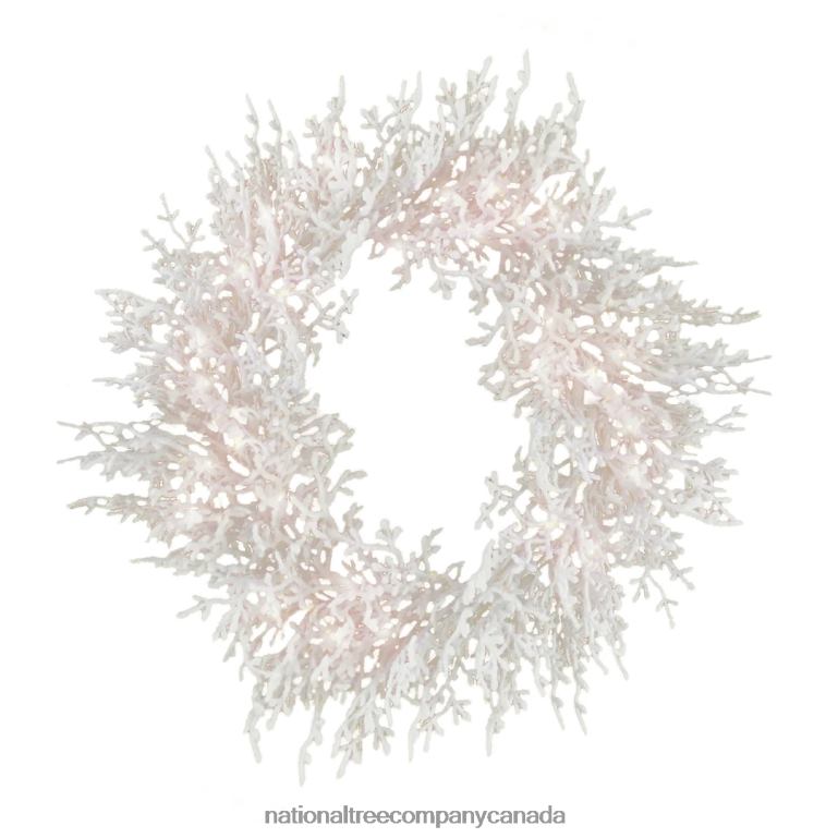 National Tree Company 30 HGTV Home Collection Pre-Lit Christmas by the Sea Coral Wreath 68R08292