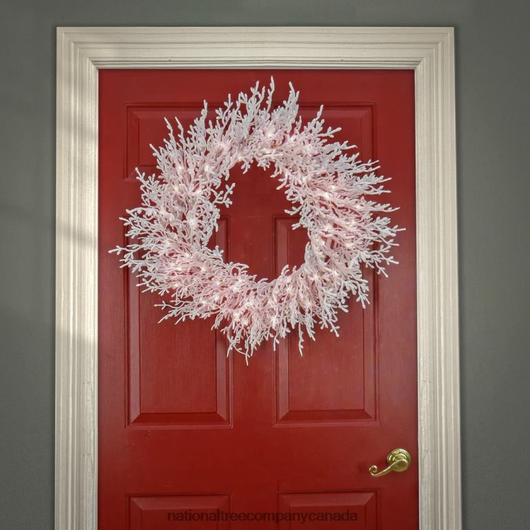 National Tree Company 30\ HGTV Home Collection Pre-Lit Christmas by the Sea Coral Wreath 68R08292