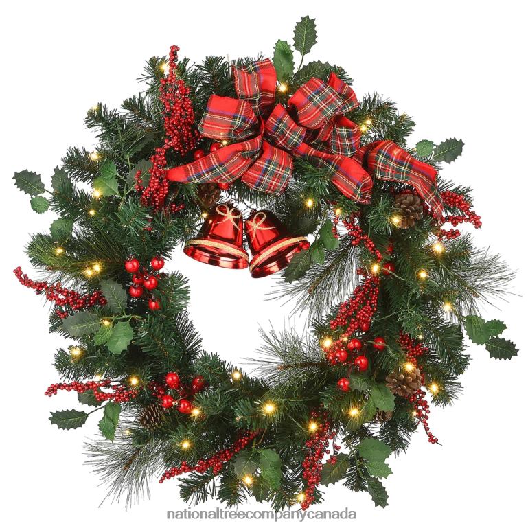 National Tree Company 30 Holiday Plaid Bow Prelit Wreath 68R08228