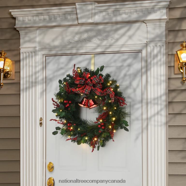 National Tree Company 30\ Holiday Plaid Bow Prelit Wreath 68R08228