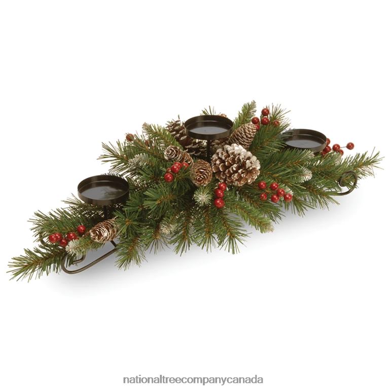 National Tree Company 30in Frosted Berry Centerpiece and Candle Holder 68R08455