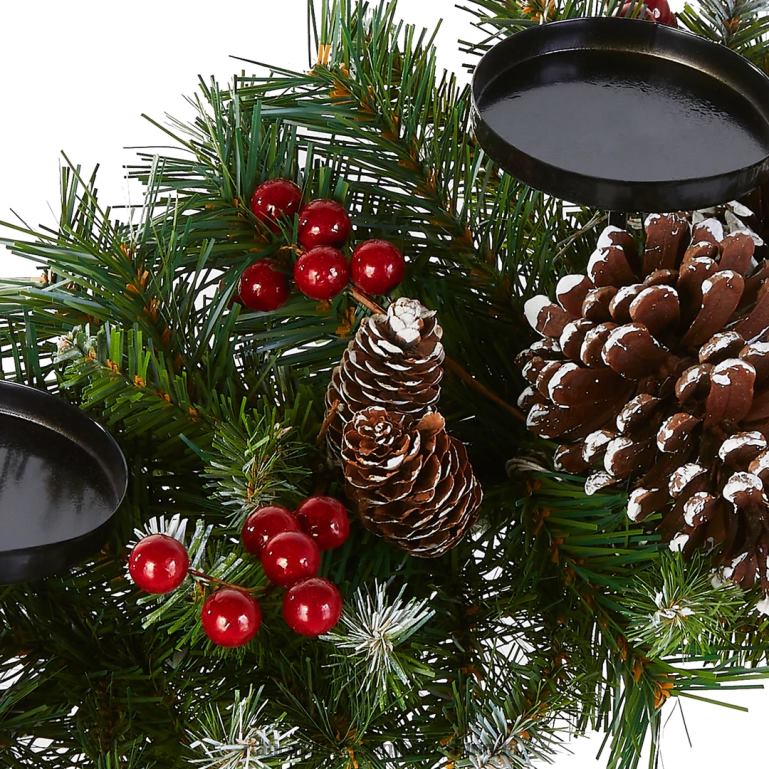 National Tree Company 30in Frosted Berry Centerpiece and Candle Holder 68R08455