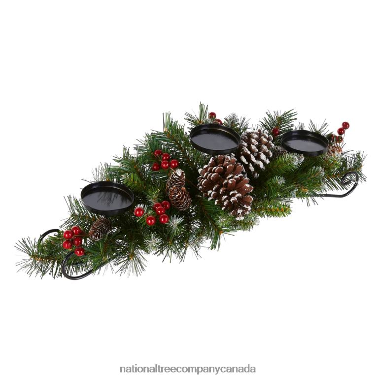 National Tree Company 30in Frosted Berry Centerpiece and Candle Holder 68R08455