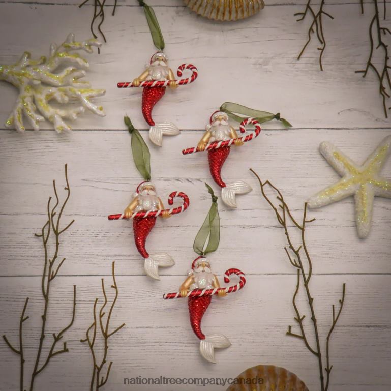 National Tree Company 4 Piece HGTV Home Collection Santa Merman Ornaments 68R08521