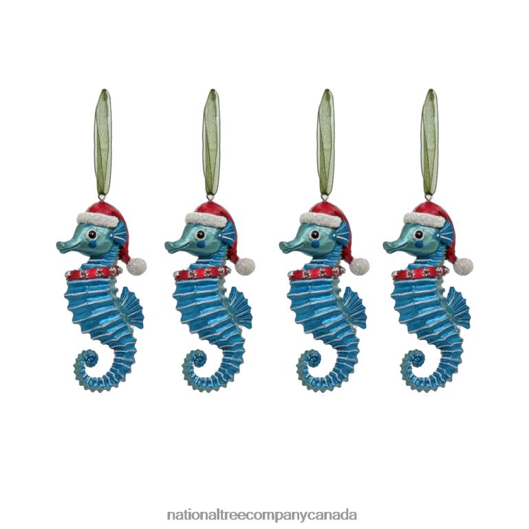 National Tree Company 4 Piece HGTV Home Collection Teal Seahorse Ornaments 68R08528