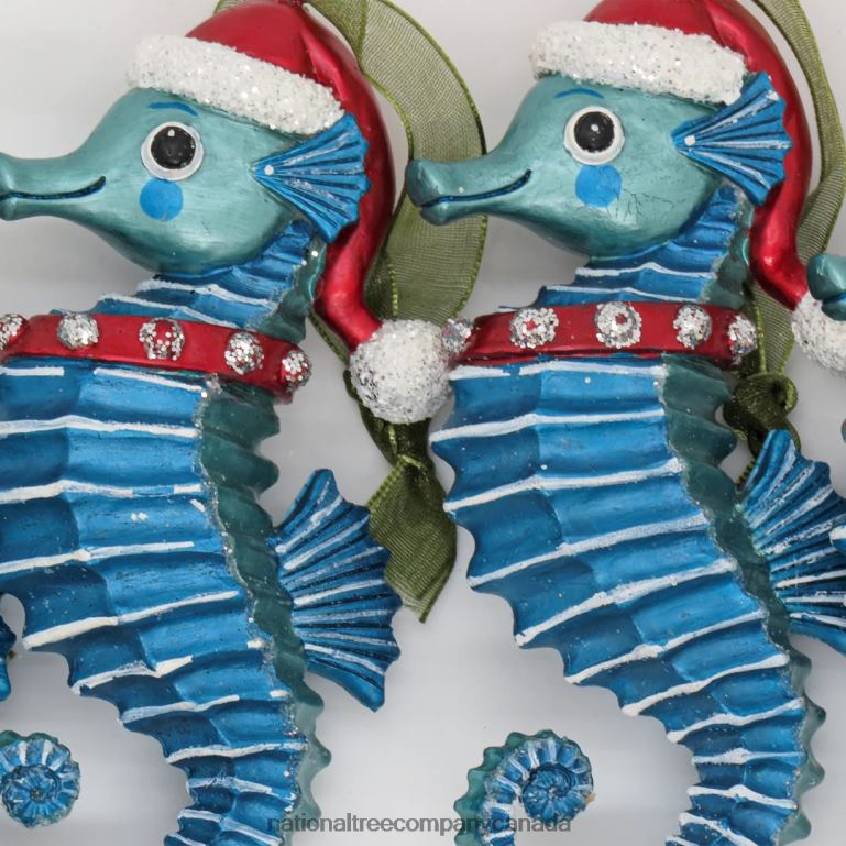 National Tree Company 4 Piece HGTV Home Collection Teal Seahorse Ornaments 68R08528
