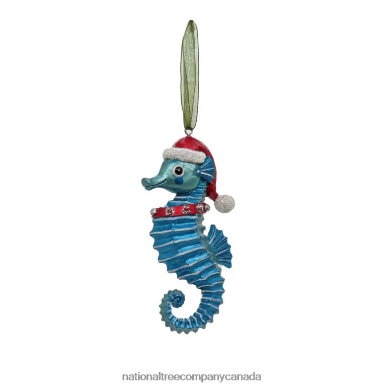 National Tree Company 4 Piece HGTV Home Collection Teal Seahorse Ornaments 68R08528