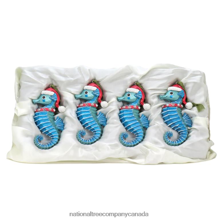 National Tree Company 4 Piece HGTV Home Collection Teal Seahorse Ornaments 68R08528