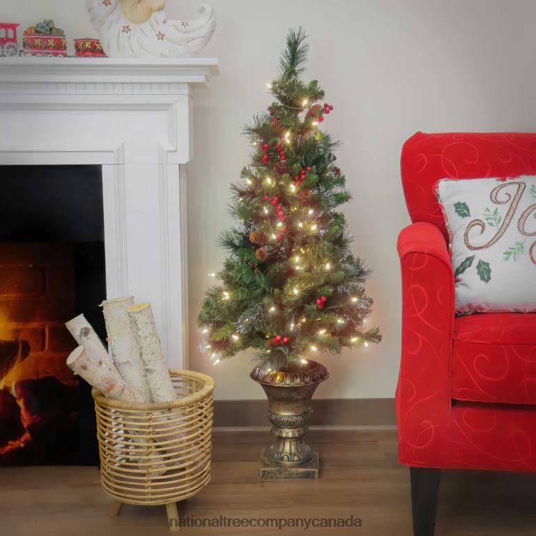 National Tree Company 4 ft Crestwood Spruce Entrance Tree with Warm White LED Lights 68R0810