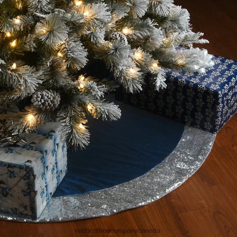 National Tree Company 48\ Arctic Lights Collection Navy and Silver Tree Skirt 68R08570