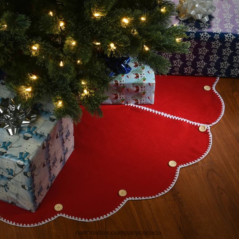 National Tree Company 48\ General Store Collection Scalloped Red Tree Skirt 68R08556