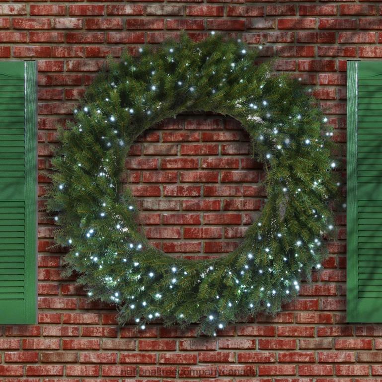 National Tree Company 48\ Memory-Shape Norwood Fir Wreath with White LED Lights 68R08276