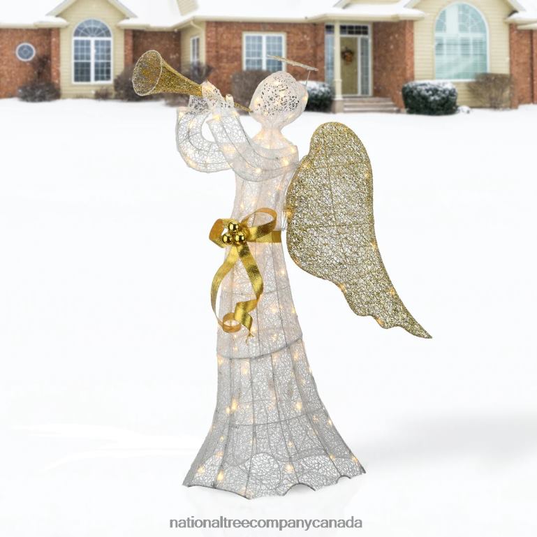 National Tree Company 51\ Trumpeting Gold and White Angel with Warm White LED Lights 68R08671