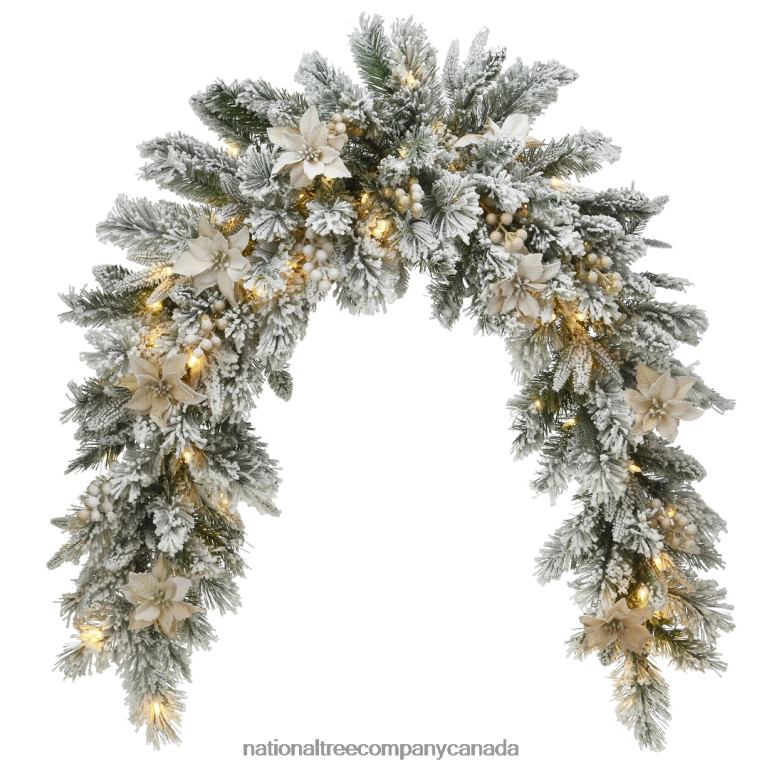 National Tree Company 6 ft Frosted Colonial Fir Swag with Battery Operated LED Lights 68R08504