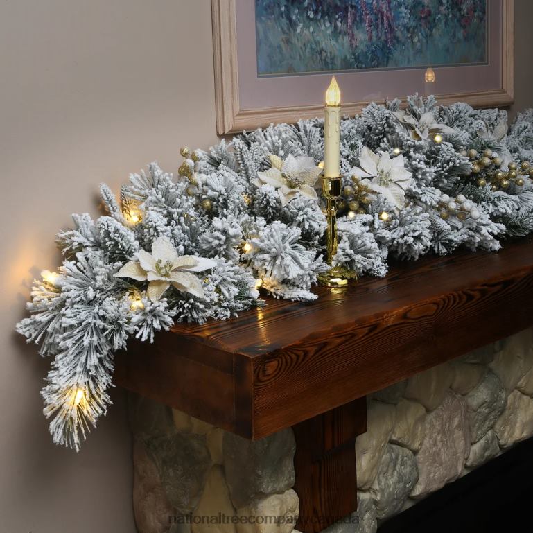 National Tree Company 6 ft Frosted Colonial Fir Swag with Battery Operated LED Lights 68R08504