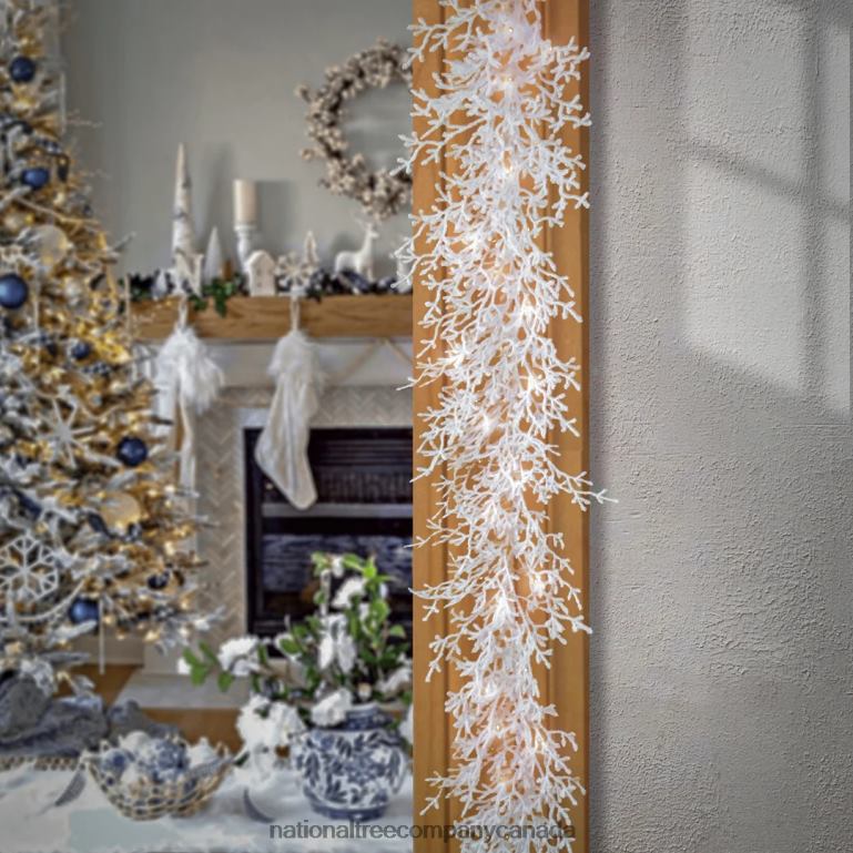 National Tree Company 6 ft HGTV Home Collection Pre-Lit Christmas by the Sea Coral Garland 68R08394