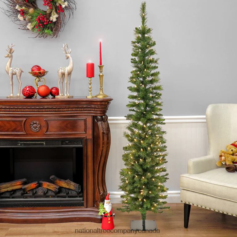 National Tree Company 6 ft Pre-Lit Nooksack Fir Pencil Slim Tree with LED Lights 68R08137