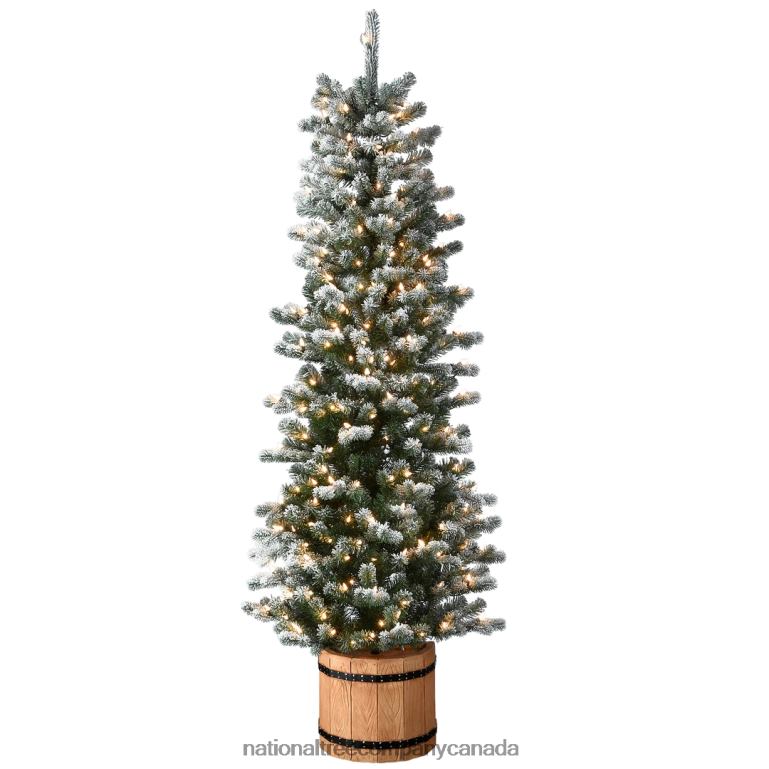 National Tree Company 6 ft Snowy Sheffield Spruce Slim Half Tree with Clear Lights 68R0886