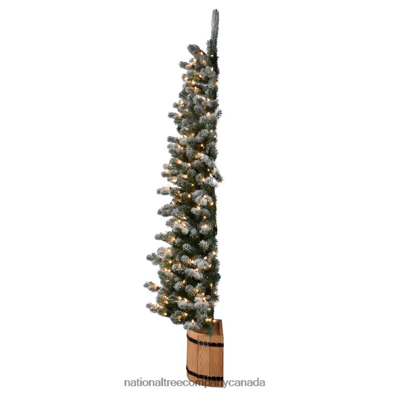 National Tree Company 6 ft Snowy Sheffield Spruce Slim Half Tree with Clear Lights 68R0886