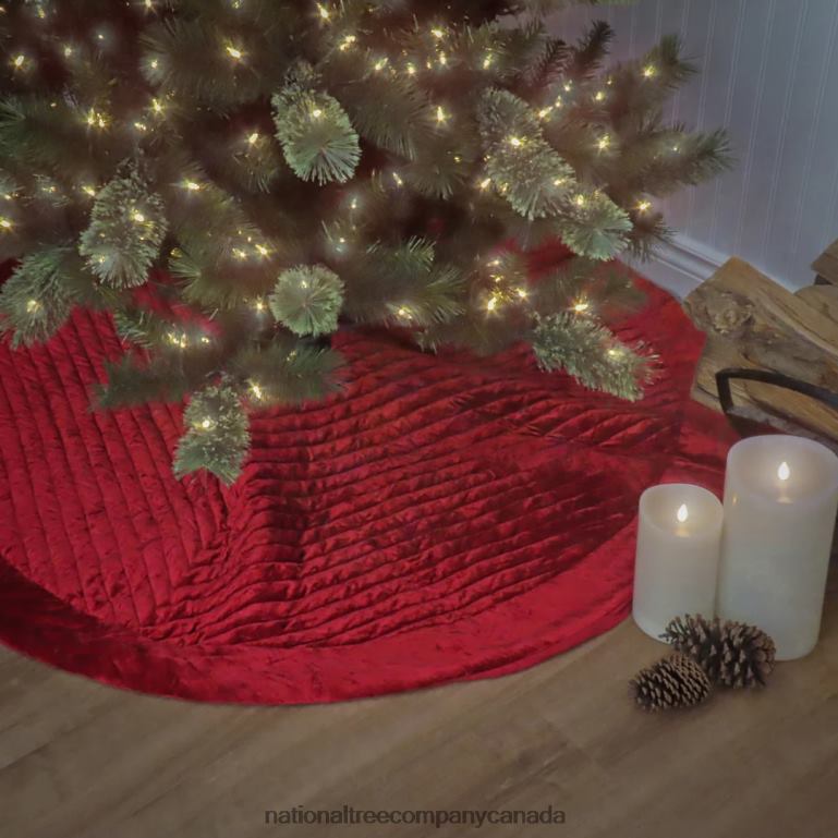 National Tree Company 60\ HGTV Home Collection Quilted Velvet Tree Skirt Red 68R08555