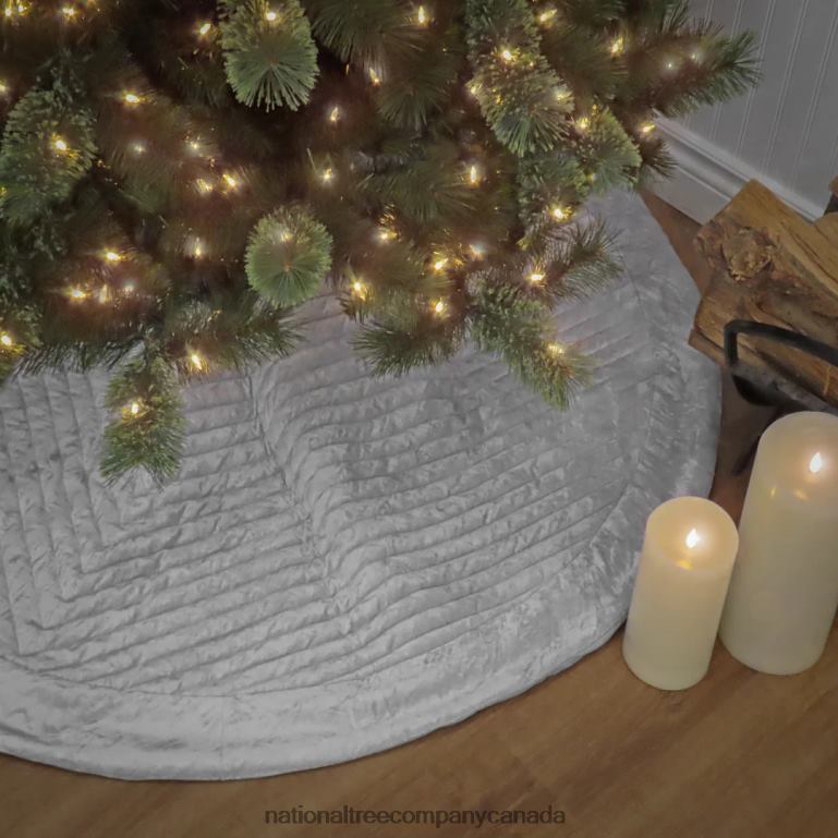 National Tree Company 60\ HGTV Home Collection Quilted Velvet Tree Skirt Silver 68R08576