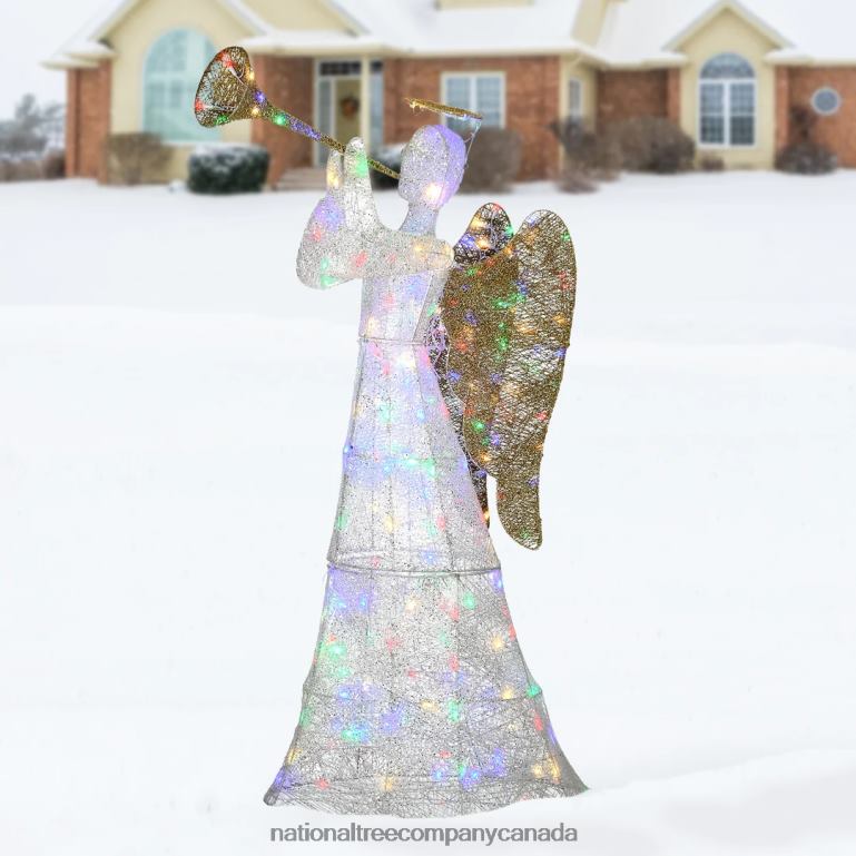 National Tree Company 60\ Trumpeting White Angel with Multicolor LED Lights 68R08593