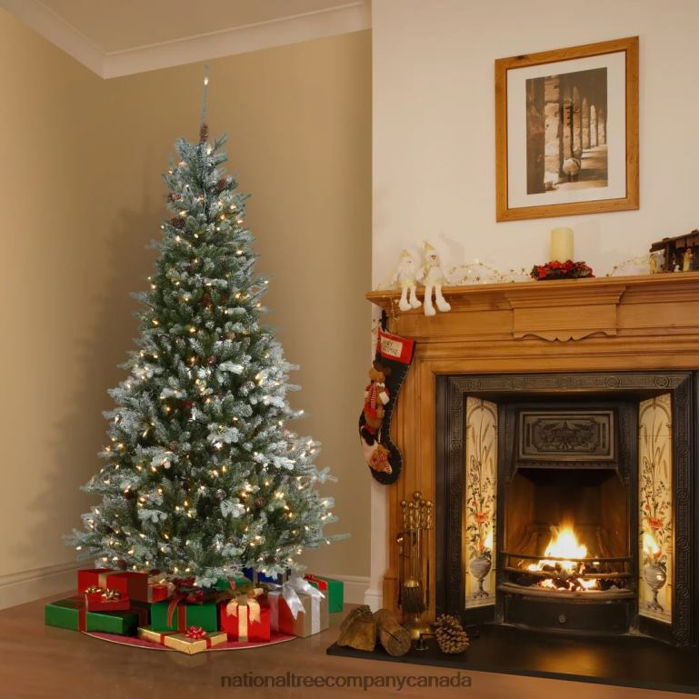 National Tree Company 65 ft Snowy Morgan Spruce Slim Tree with Clear Lights 68R0872